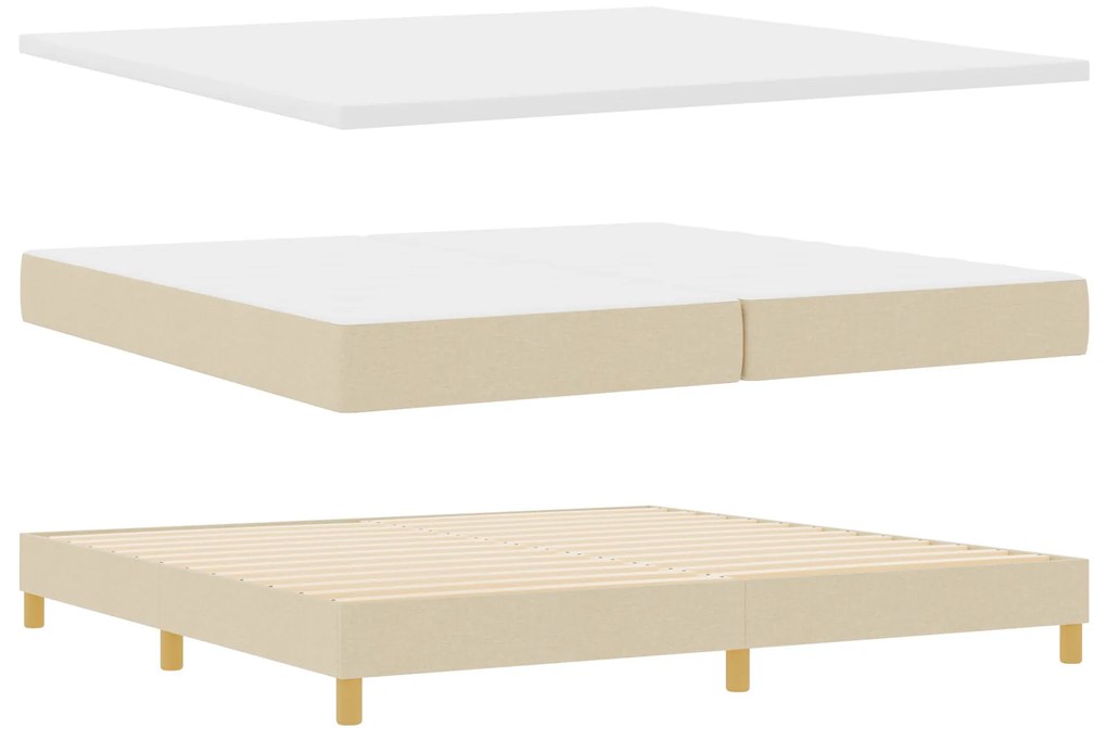 vidaXL Κρεβάτι με Σπαστό Στρώμα Κρεμ 200x200 cm Ύφασμα