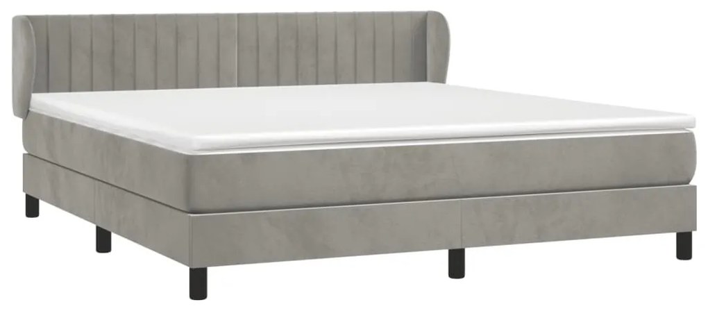 Κρεβάτι Boxspring με Στρώμα Ανοιχτό Γκρι 180x200 εκ. Βελούδινο - Γκρι