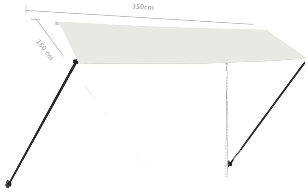 Τέντα Συρόμενη με LED Κρεμ 350 x 150 εκ. - Κρεμ