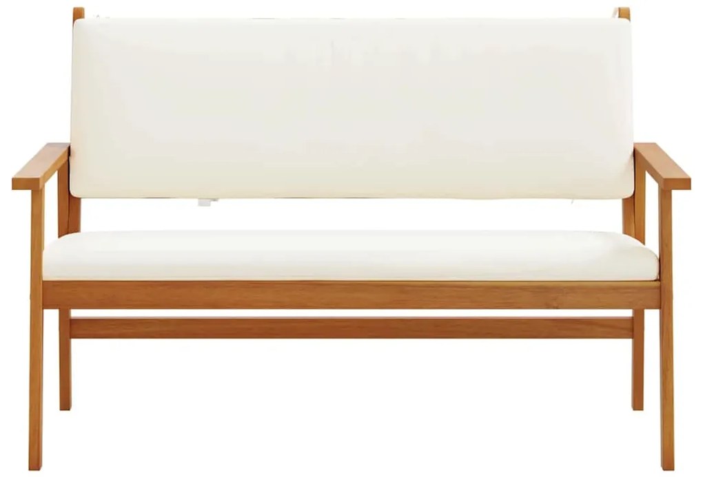 vidaXL Παγκάκι κήπου με μαξιλάρι Κρέμες λευκό Στερεό Ξύλο Ακακίας