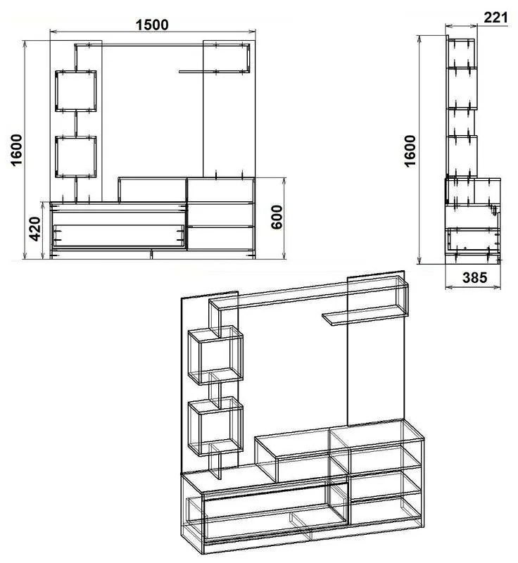 Σύνθετο σαλονιού Aiden sonoma-λευκό 150x38.5x160εκ 150x38.5x160 εκ.