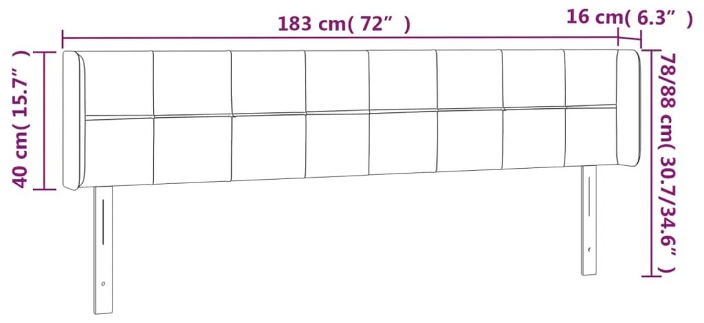 Κεφαλάρι Κρεβατιού LED Σκούρο Γκρι 183x16x78/88 εκ. Βελούδινο 3123297