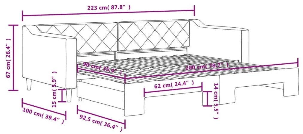 Καναπές Κρεβάτι Συρόμενος Γκρι / Μπεζ 90 x 200 εκ. Υφασμάτινος - Μπεζ-Γκρι