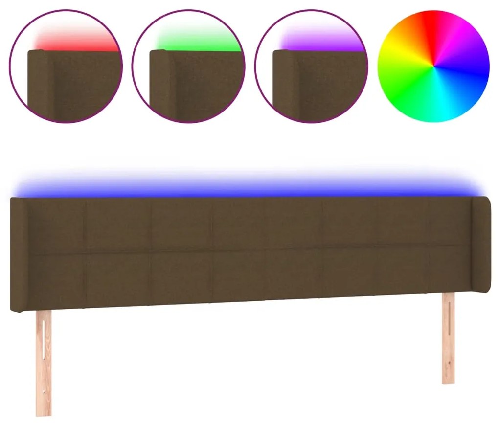 vidaXL Κεφαλάρι Κρεβατιού LED Σκούρο Καφέ 183x16x78/88 εκ. Υφασμάτινο