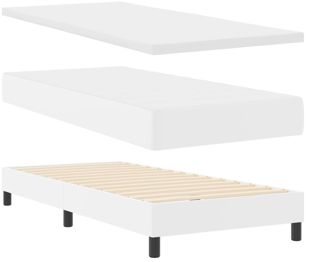 vidaXL Κρεβάτι με Στρώμα σε Λευκό, 90 x 200 εκ, Ψεύτικο Δέρμα.