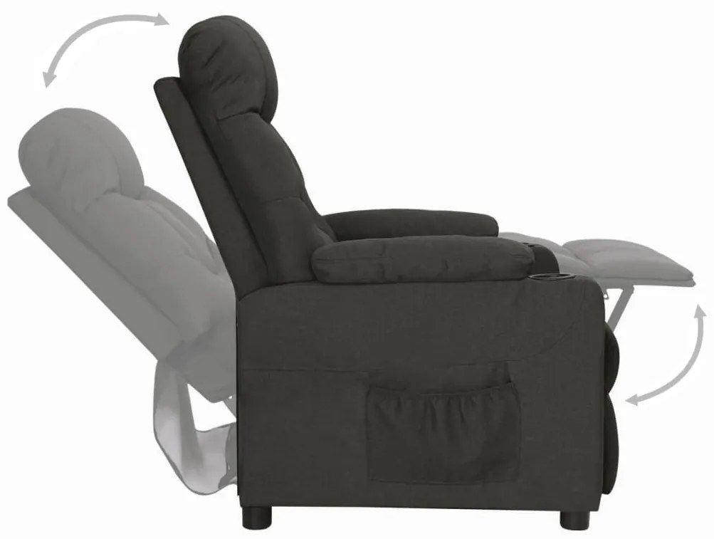 vidaXL Πολυθρόνα Ανακλινόμενη Μαύρη Υφασμάτινη