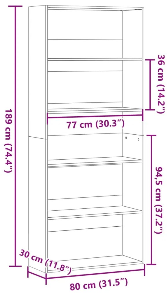 ΒΙΒΛΙΟΘΗΚΗ ΜΕ 5 ΡΑΦΙΑ ΛΕΥΚΗ 80X30X189 ΕΚ. ΕΠΕΞΕΡΓΑΣΜΕΝΟ ΞΥΛΟ 3314669