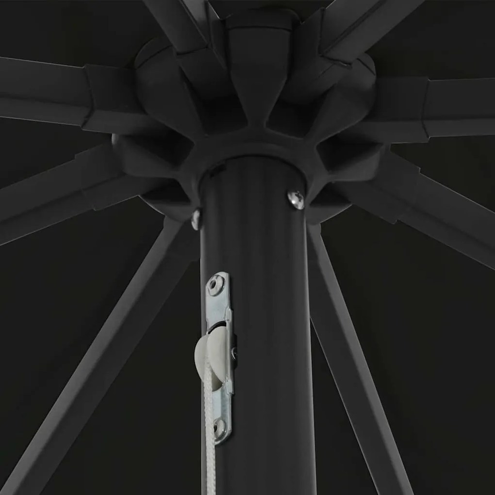 vidaXL Ομπρέλα Κήπου Μαύρο 395 x 395 x 245 εκ. Πολυεστέρας και Χάλυβας