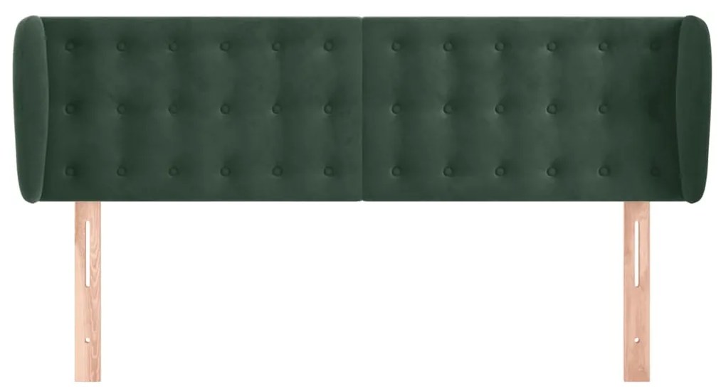 vidaXL Κεφαλάρι με Πτερύγια Σκούρο Πράσινο 147x23x78/88 εκ. Βελούδινο