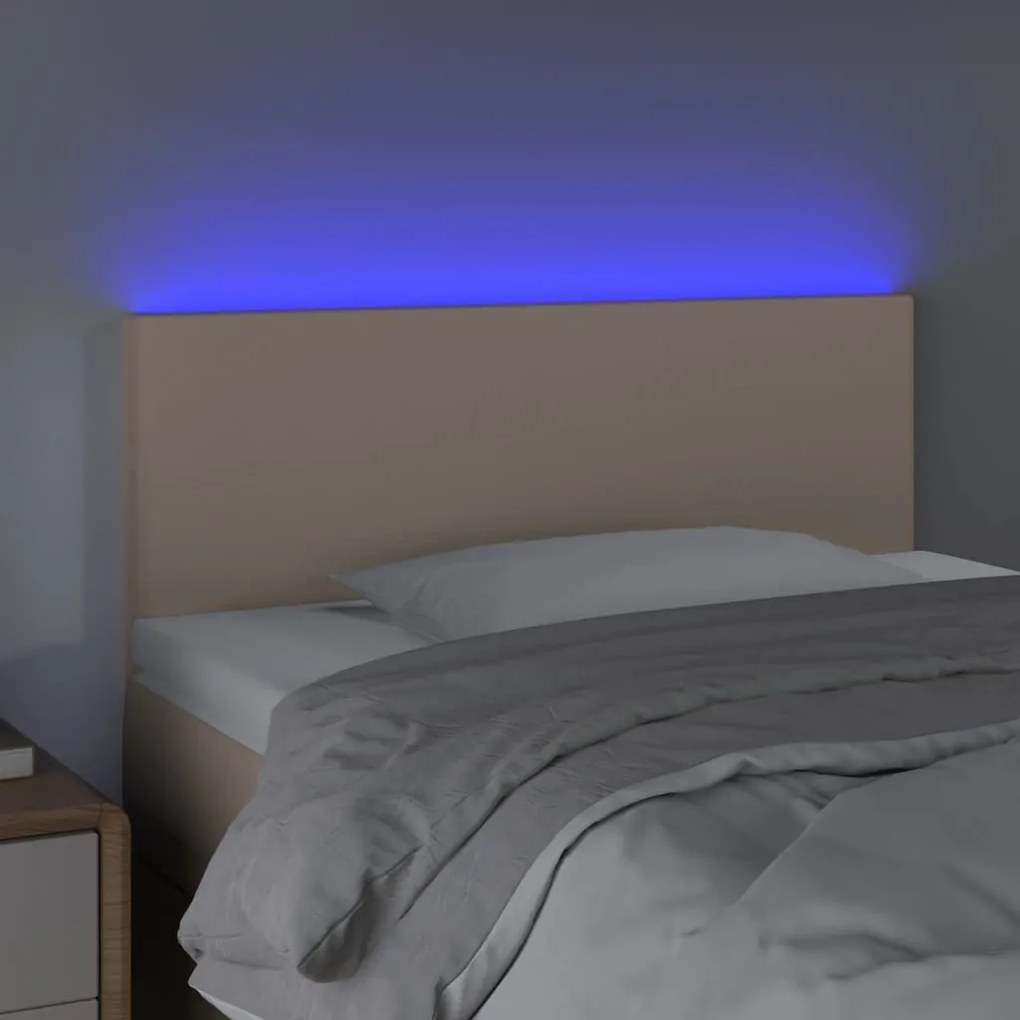 Κεφαλάρι Κρεβατιού LED Καπουτσίνο 100x5x78/88 εκ. Συνθετ. Δέρμα - Καφέ