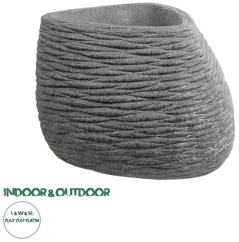 20759 GloboStar® Artificial Garden RONDA 20759 Επιδαπέδιο Πολυεστερικό Τσιμεντένιο Κασπώ Γλάστρα - Flower Pot Γκρι Μ63 x Π41 x Υ47cm