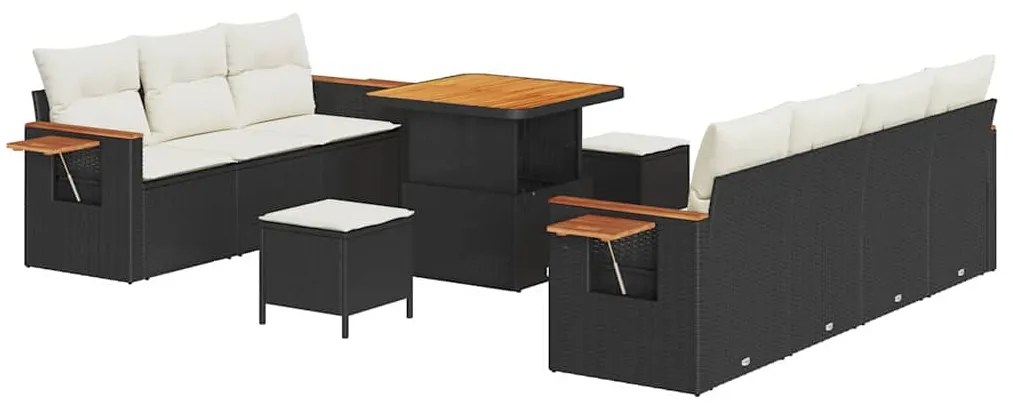 vidaXL Σετ Καναπέ Κήπου 10 pcs Μαύρο και κρεμ 80 x 80 x 71 cm