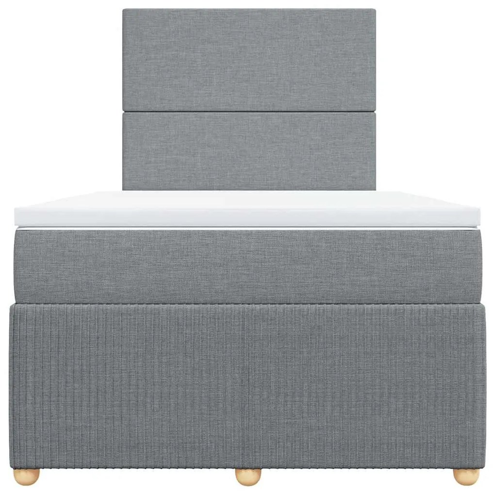 vidaXL Κρεβάτι Boxspring με Στρώμα Ανοιχτό Γκρι 120x200 εκ. Υφασμάτινο