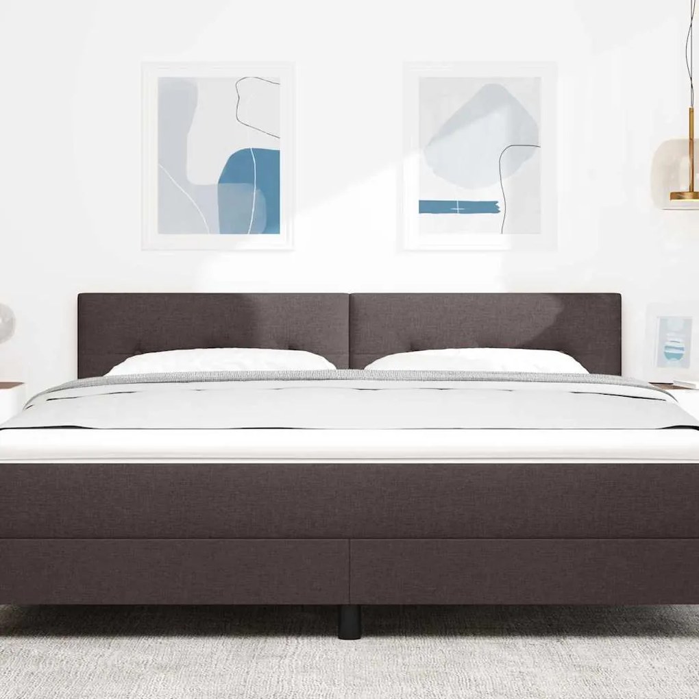 vidaXL LED Κεφαλάρι με φώτα λωρίδας LED Σκούρο Καφέ 180 cm ύφασμα