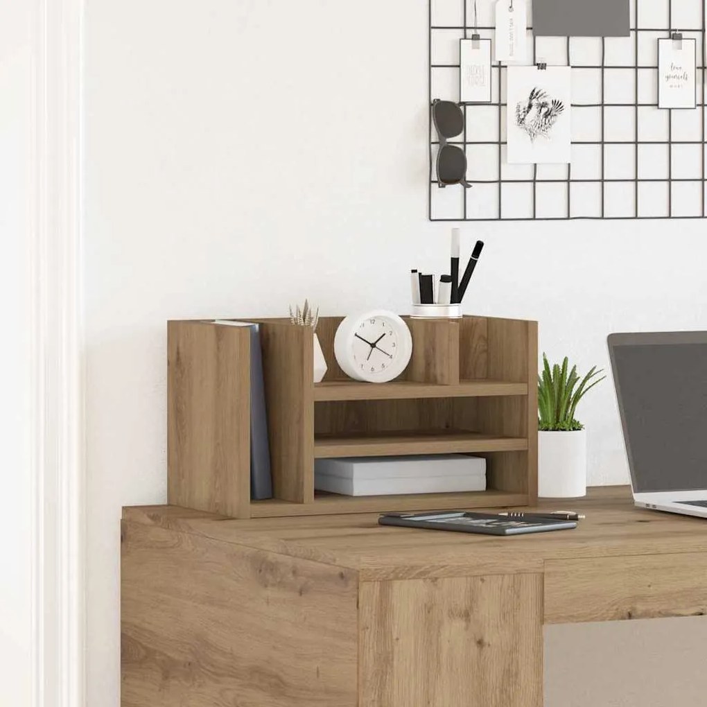 vidaXL Οργανωτής Γραφείου Μαύρη δρυς 44.5 x 24 x 25 εκ