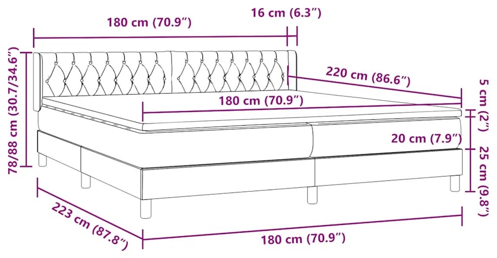 BOX SPRING ΚΡΕΒΑΤΙ ΜΕ ΣΤΡΩΜΑ ΡΟΖ 180X220 CM ΒΕΛΟΥΔΙΝΟ 3318422