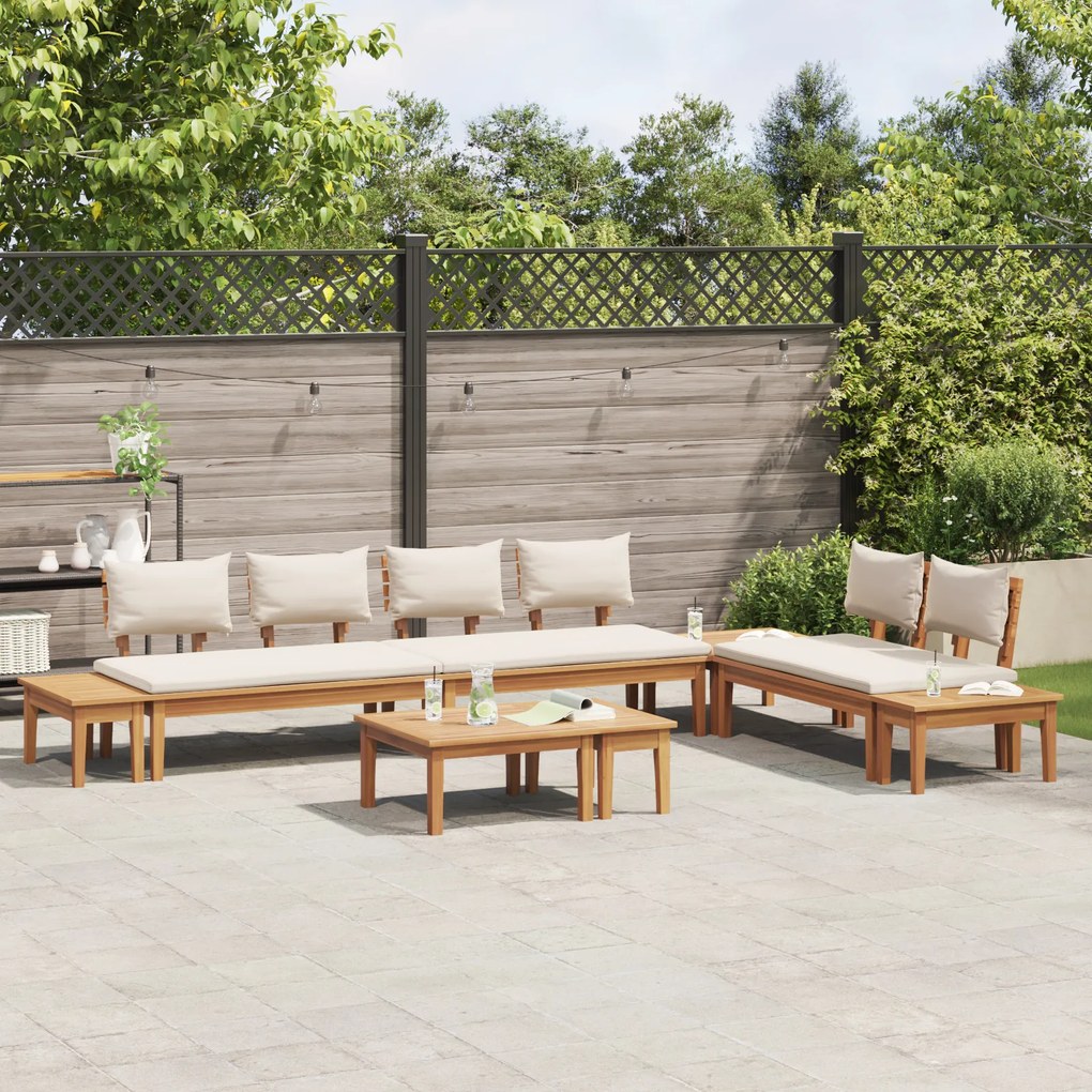 vidaXL Σετ Παγκάκι Κήπου 5 pcs Καφέ, Κρέμα Πολυ rattan, βαμμένο ατσάλι