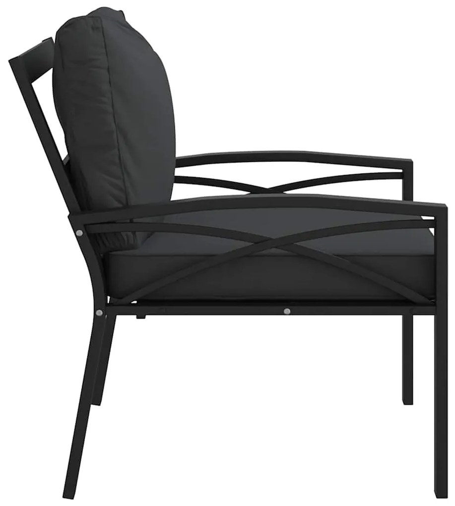 vidaXL Καρέκλα Κήπου 68 x 76 x 79 εκ. Ατσάλινη με Γκρι Μαξιλάρια