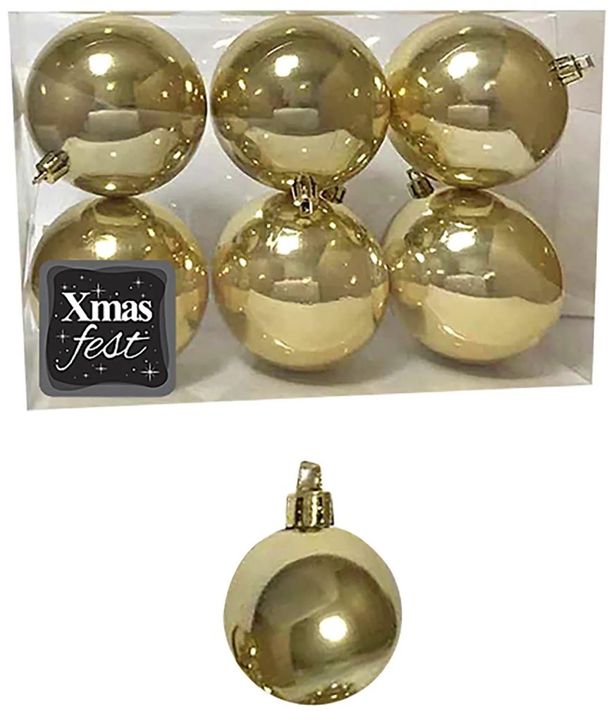 Μπάλες περλέ χρυσές πακ=6τεμ φ6 Φ6cm Xmasfest 1132565 93-2545