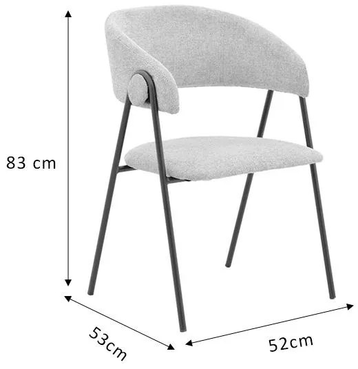 Καρέκλα Rachele ανοιχτό γκρι ύφασμα-πόδι μαύρο μέταλλο 52x53x83εκ 2αδα 52x53x83 εκ.