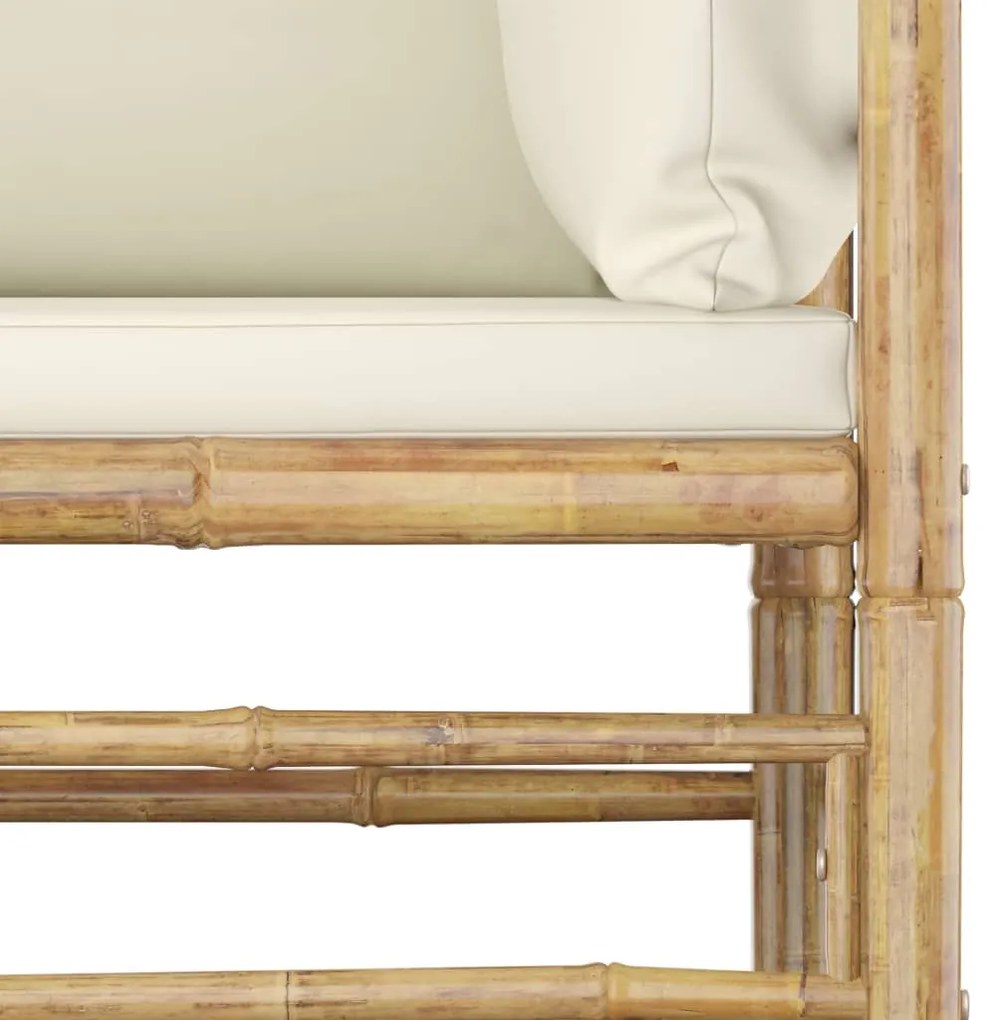 vidaXL Σαλόνι Κήπου Σετ 10 τεμ. από Μπαμπού με Λευκά Κρεμ Μαξιλάρια