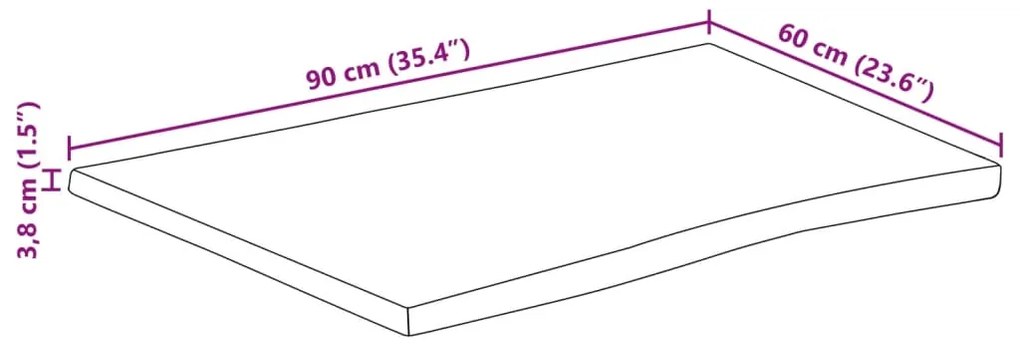 ΕΠΙΦΑΝΕΙΑ ΤΡΑΠΕΖΙΟΥ 90X60X3,8 ΕΚ. LIVE EDGE ΜΑΣΙΦ ΞΥΛΟ ΜΑΝΓΚΟ 370741