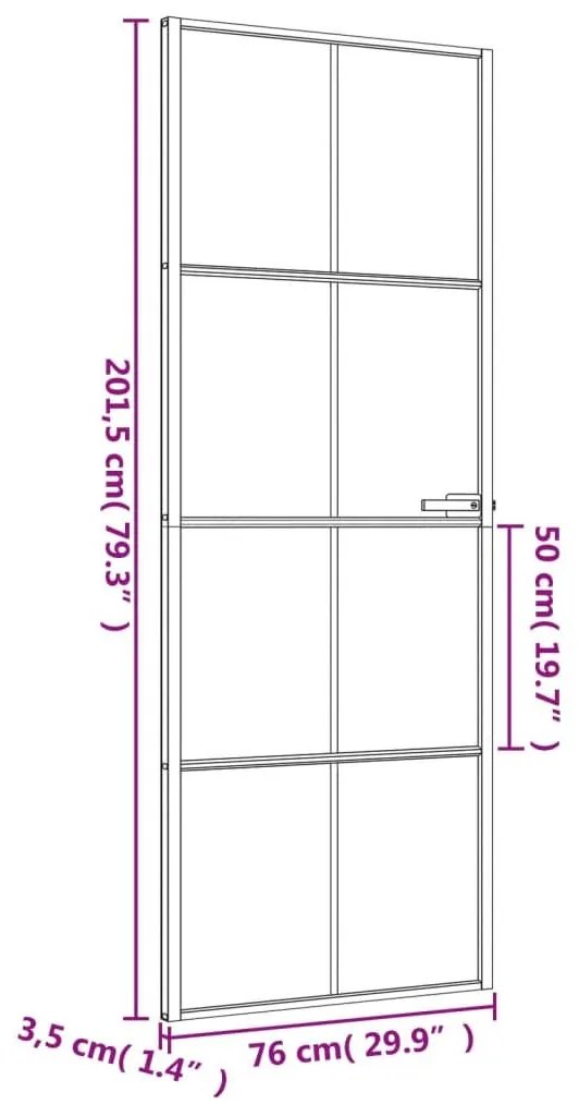 Εσωτερική Πόρτα Μαύρη 76x201,5 εκ. Ψημένο Γυαλί και Αλουμίνιο - Μαύρο