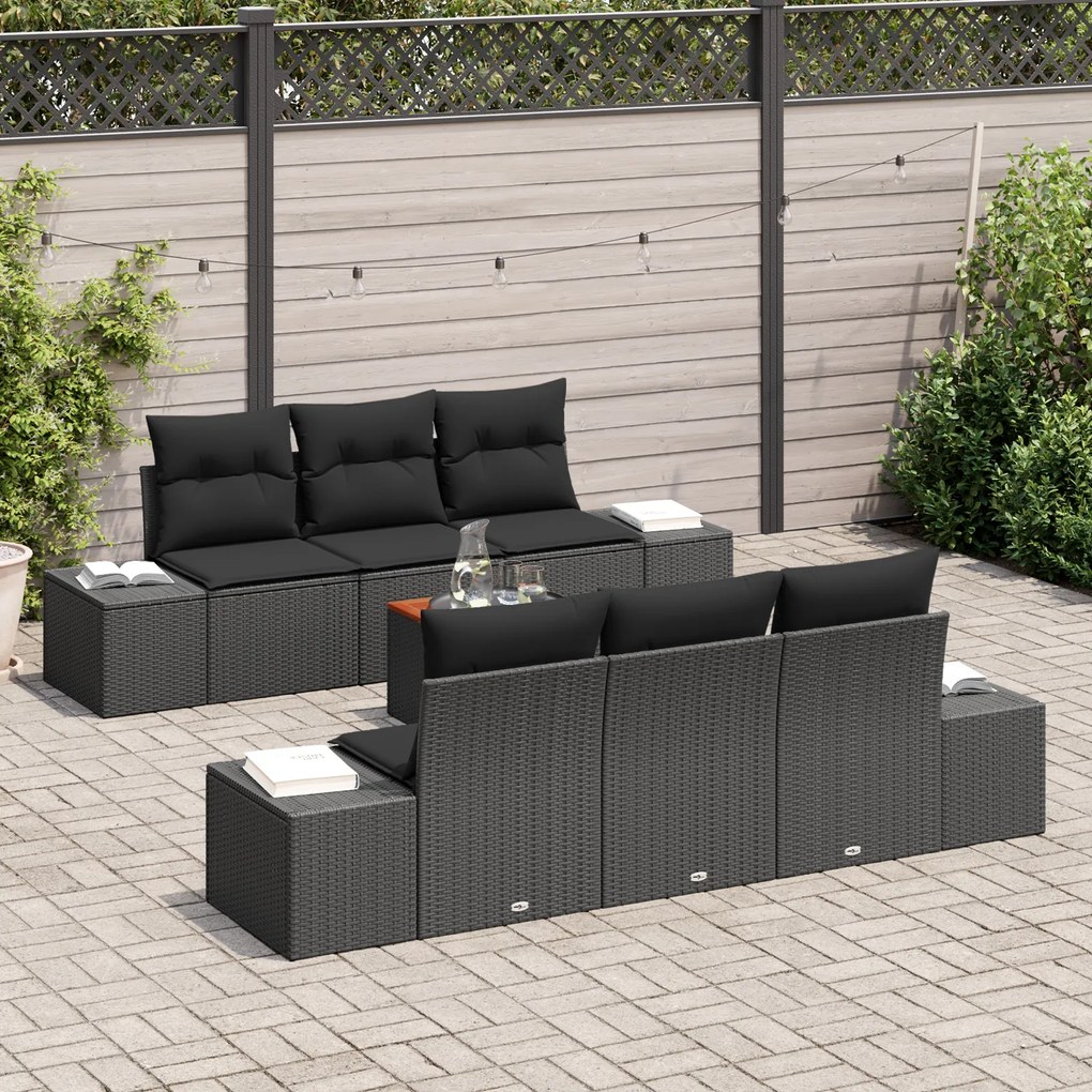 vidaXL Σετ Καναπέ Κήπου 7 pcs Μαύρο 55 x 55 x 37 εκ