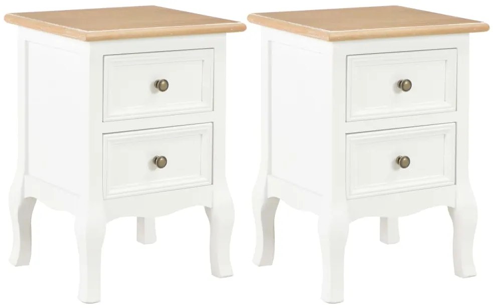 vidaXL Κομοδίνα 2 Τεμ. Λευκά 35 x 30 x 49 εκ. από MDF