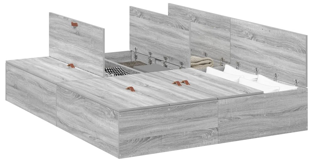 vidaXL Κρεβάτι με αποθηκευτικό χώρο Γκρι Sonoma 150x200 cm