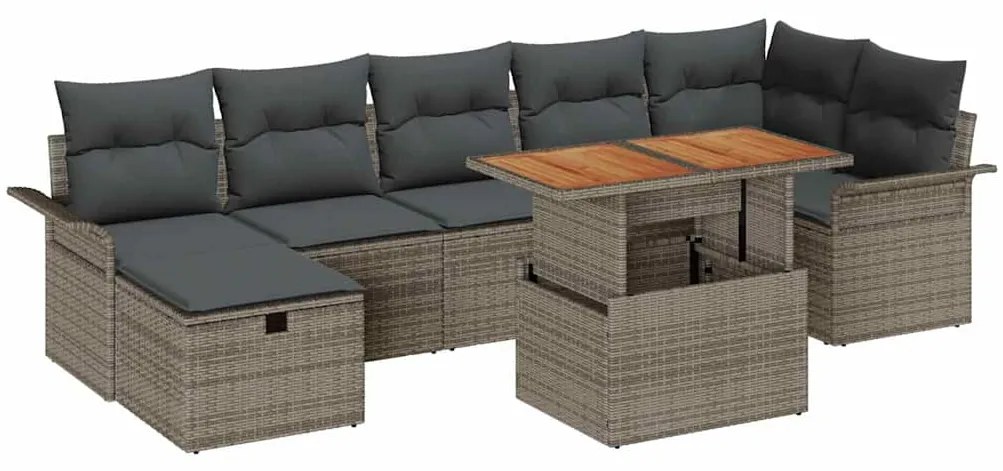 vidaXL Σετ Καναπέ Κήπου με μαξιλάρι 8 pcs Γκρι Πολυ ράταν
