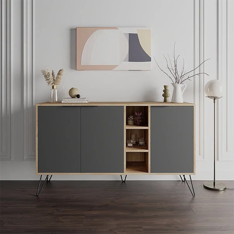 ΜΠΟΥΦΕΣ CLARA MEGAPAP ΧΡΩΜΑ ΦΥΣΙΚΟ ΟΞΙΑΣ - ΑΝΘΡΑΚΙ 142X35,6X83ΕΚ.