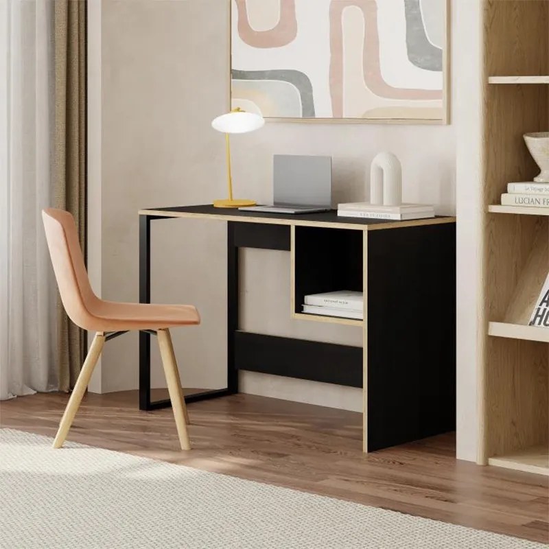Megapap Γραφείο Εργασίας Cubo Black Wood 110x50x75εκ.