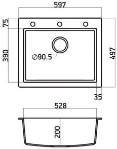 Νεροχύτης Sanitec 60 1B-Γραφίτης