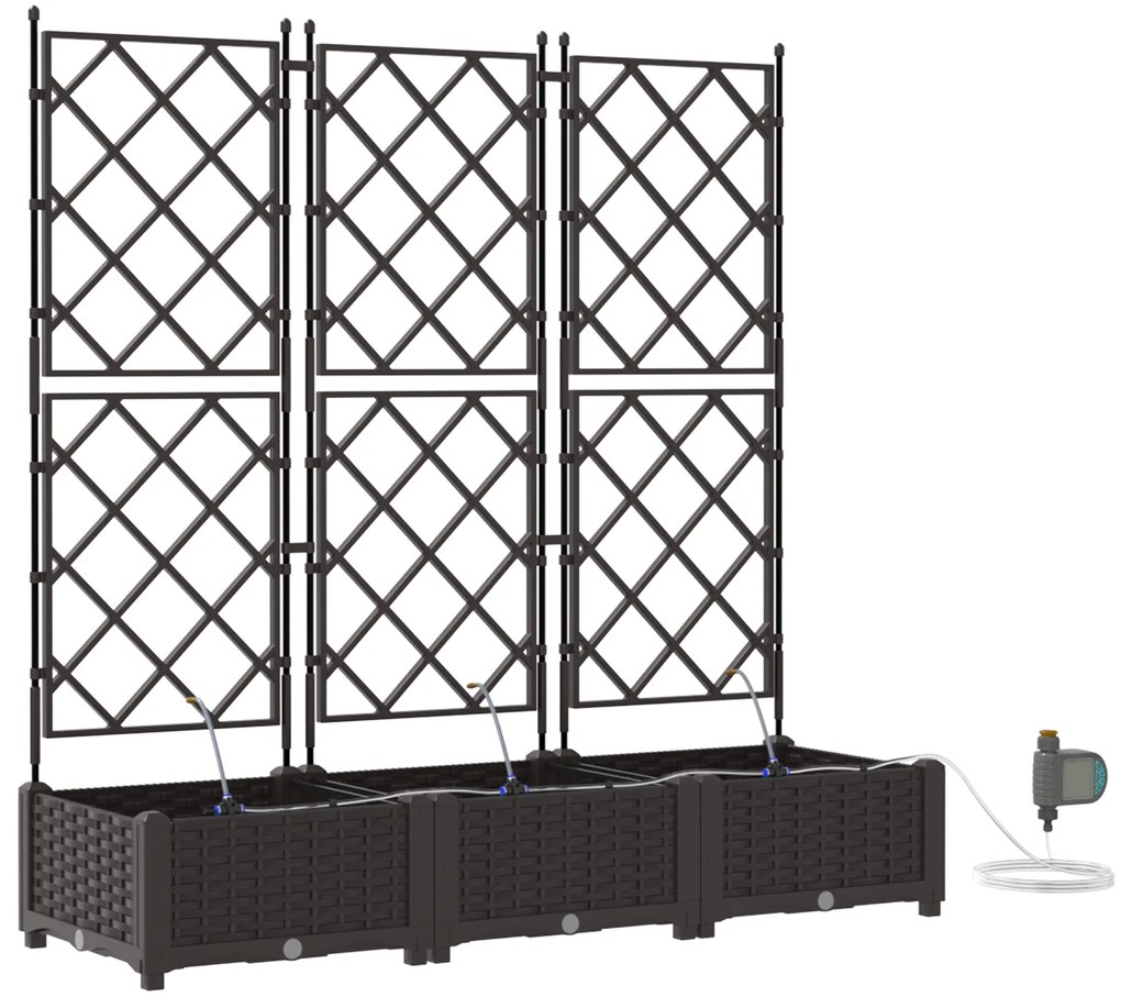 vidaXL Γλάστρες Κήπου 1 τεμ Καφασωτό Καφέ 120 x 40 x 126 cm Πλαστικό