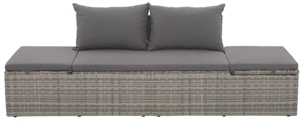 vidaXL Ξαπλώστρα - Κρεβάτι Κήπου Γκρι 195 x 60 εκ. Συνθετικό Ρατάν