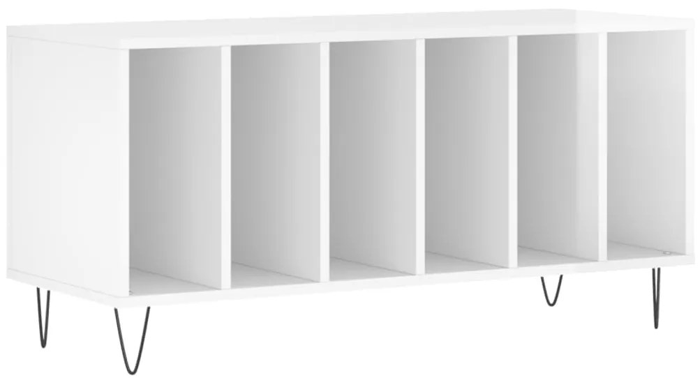 vidaXL Έπιπλο Δίσκων Γυαλ. Λευκό 100x38x48 εκ. από Επεξεργασμένο Ξύλο