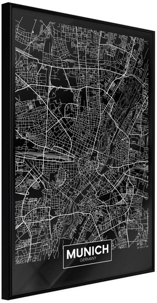 Αφίσα - City Map: Munich (Dark) - 20x30 - Μαύρο - Χωρίς πασπαρτού