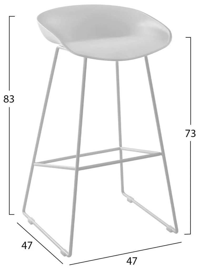 Σκαμπό μπαρ NAILA Μεταλλικό με Κάθισμα PP Λευκό 47x47x83 εκ. 2αδα 47x47x83 εκ.