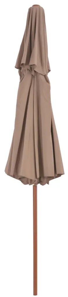 vidaXL Ομπρέλα Κήπου με Διπλή Οροφή Χρώμα Taupe 270 εκ. με Ξύλινο Ιστό