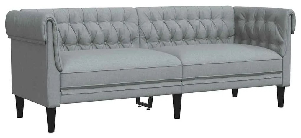 vidaXL Καναπές Τριθέσιος Chesterfield Ανοιχτό Γκρι Υφασμάτινος
