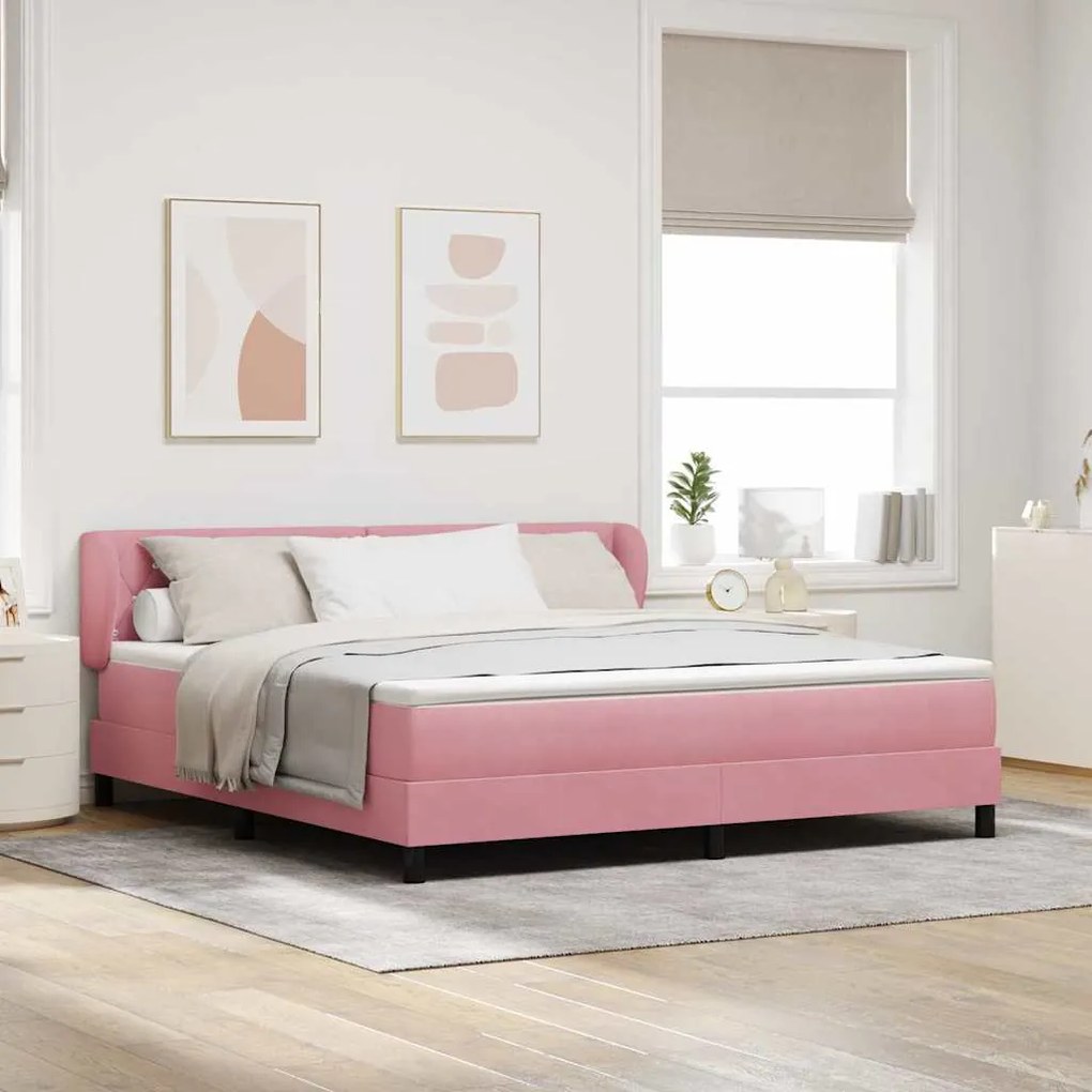 vidaXL Κρεβάτι με Στρώμα Ροζ 180x200 εκ. Βελούδο