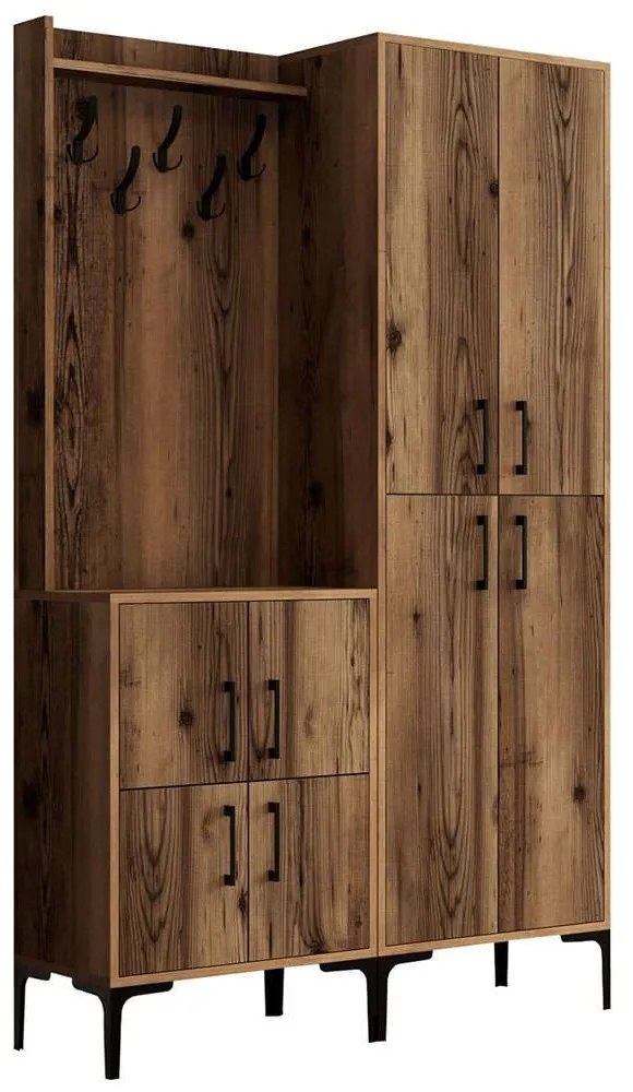 Έπιπλο Εισόδου Berlin 845HCT4204 120x35x200cm Walnut Μοριοσανίδα, Μέταλλο