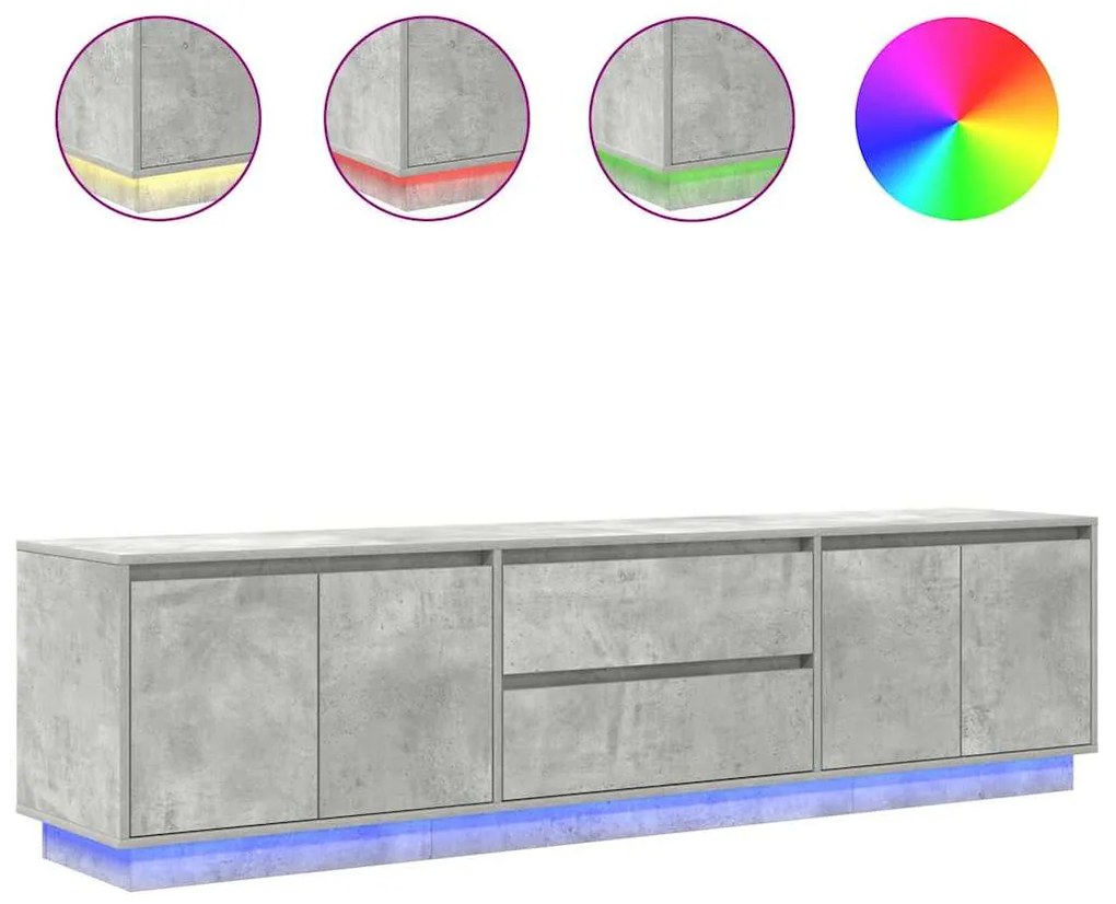 Έπιπλο Τηλεόρασης με LED Γκρι Σκυροδέματος 193,5x41x50 εκ. - Γκρι
