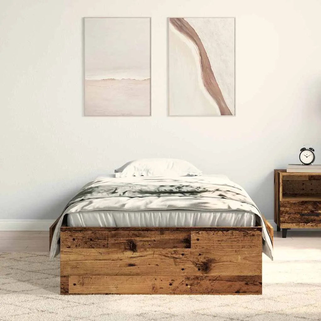 vidaXL Κρεβάτι με Συρτάρια Παλαιό ξύλο 90 x 190 cm Επεξεργασμένο ξύλο