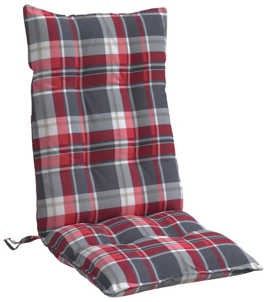 Μαξιλάρια Καρέκλας Ψηλή Πλάτη 2 τεμ. Κόκκινο Καρό Ύφασμα Oxford - Πολύχρωμο