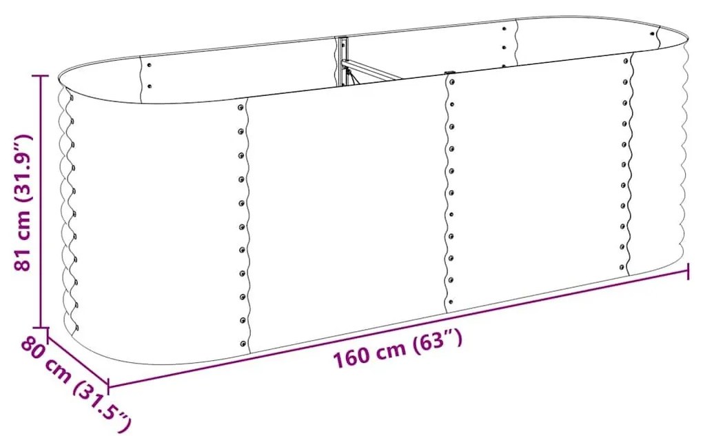 Ζαρντινιέρα Υπερυψωμένη Γκρι 240x80x81 εκ. Γαλβανισμ. Χάλυβας - Γκρι