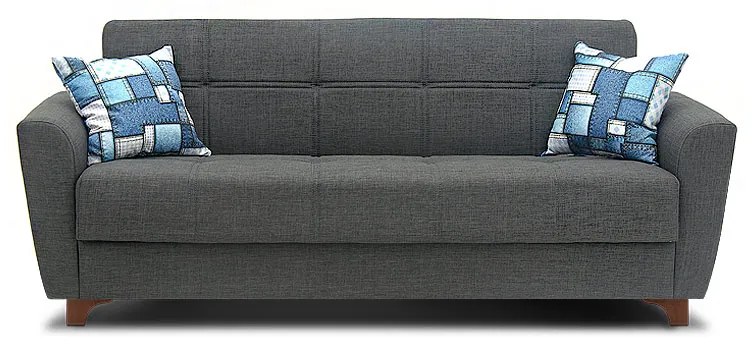 Καναπές - κρεβάτι Jason Megapap τριθέσιος υφασμάτινος με αποθηκευτικό χώρο σε σκούρο γκρι - μαύρο 216x85x91εκ. - Ύφασμα - GP014-0002,4