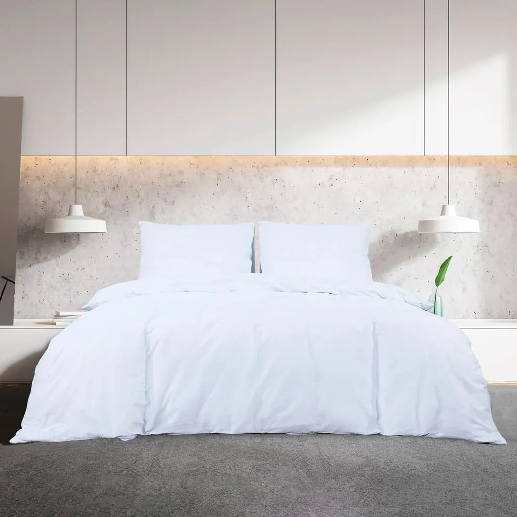 vidaXL Σετ Παπλωματοθήκη  Λευκό 135x200 cm Βαμβακερό