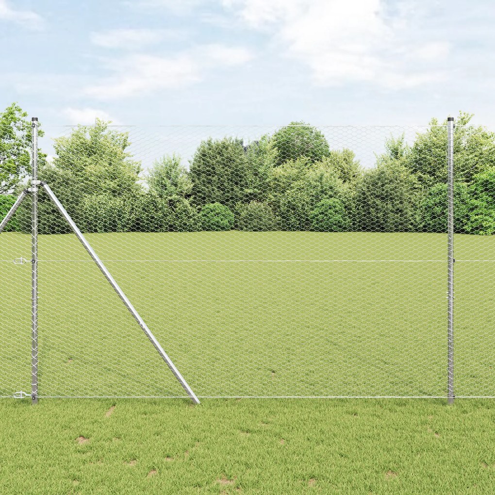 vidaXL Hexagon Fence 1.6x100 μ Γαλβανισμένος Χάλυβας
